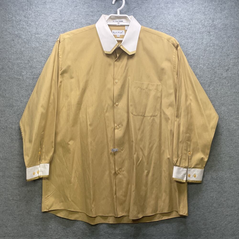 Karl Knox Mens 18.5-34/35 Dress Shirt Mustard Contrast Collar Pastor Statement